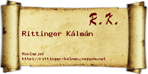Rittinger Kálmán névjegykártya